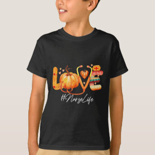Camiseta Enfermeira do Amor Pumpkin Cai no outono Ação de G