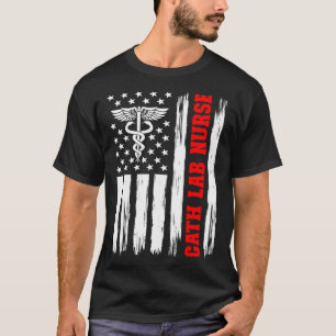 Camiseta Enfermeira do Cath American Flag Lab Nurse
