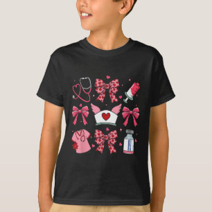 Camiseta Enfermeira do Dia dos Namorados Rosa Coquete Arco 