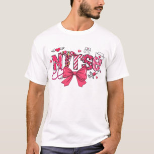 Camiseta Enfermeira do Dia dos Namorados Rosa, Laço Coquete