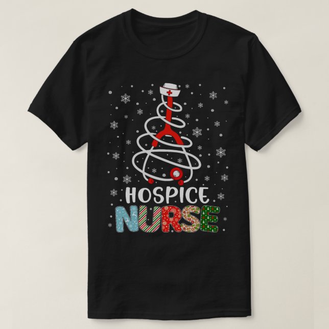 Camiseta Enfermeira do Hospital Bonito Enfermeira Xmas Árvo (Frente do Design)
