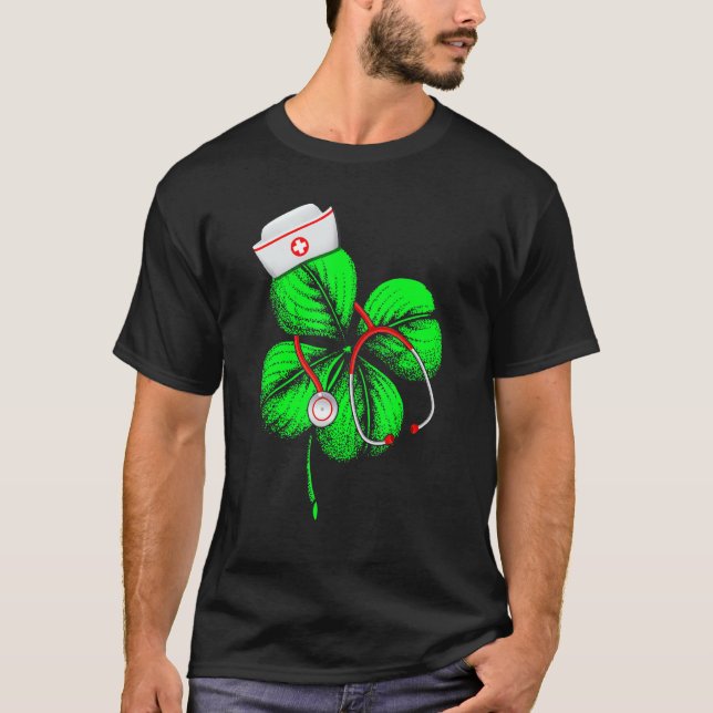 Camiseta Enfermeira do Saint Patrick S Day Shamrock Hat Iri (Frente)