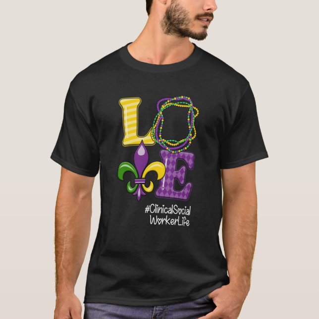 Camiseta Enfermeira do Trabalhador Clínico Mardi Gras Leopa (Frente)