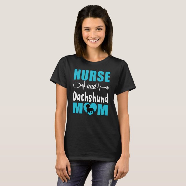 Camiseta Enfermeira e Dachshund Mãe (Frente Completa)