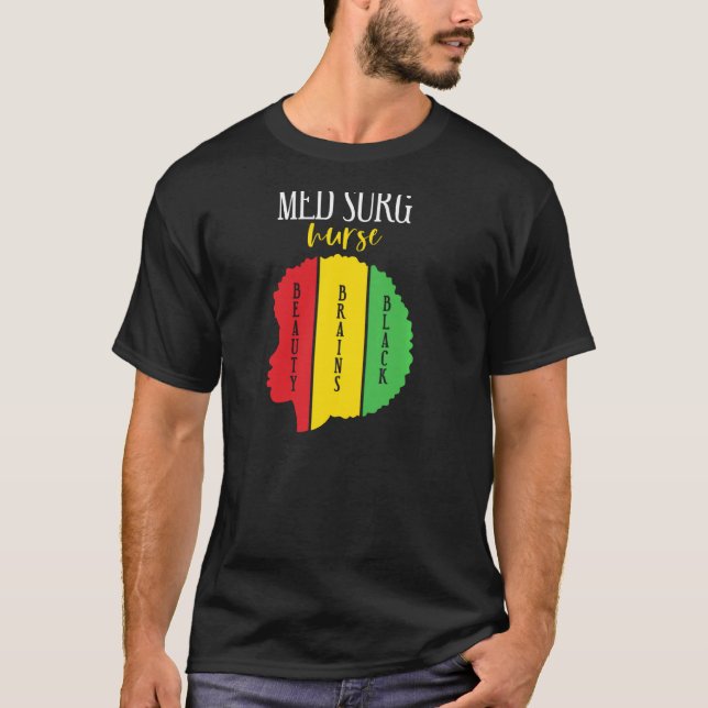 Camiseta Enfermeira Enfermeira Bela Cérebro História Negra  (Frente)