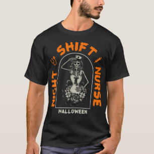 Camiseta Enfermeira Enfermeira de Turnos Noturnos Skeleton 