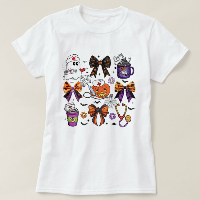 Camiseta Enfermeira Engraçada Estetoscópio Enfermeira Pumpk (Frente do Design)