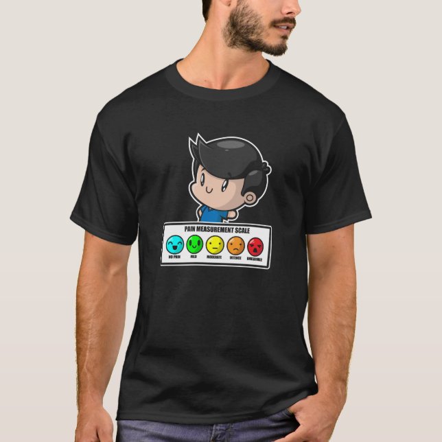 Camiseta Enfermeira Engraçada Medem Escala de Dor Cute Kawa (Frente)