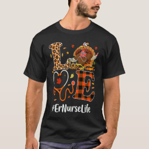 Camiseta Enfermeira Er Ama Ação de Graças Stethoscope Leopa
