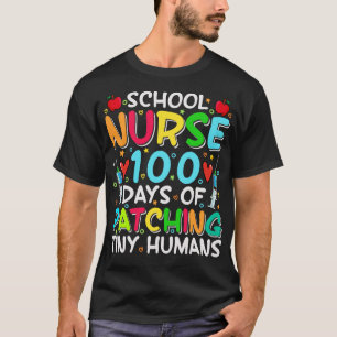 Camiseta Enfermeira Escolar 100 dias de patchar pequenos hu
