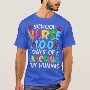 Camiseta Enfermeira Escolar 100 dias de patchar pequenos hu
