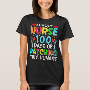 Camiseta Enfermeira Escolar 100 Dias De Patching De Humanos