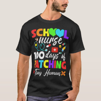Camiseta Enfermeira Escolar 100 Dias De Patching De Humanos