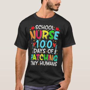 Camiseta Enfermeira Escolar 100 Dias De Patching De Humanos
