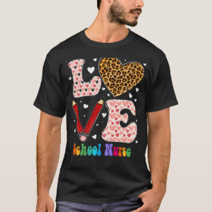 Camiseta Enfermeira Escolar Coração de Amor Plaid Vermelho