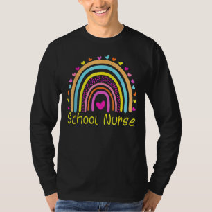 Camiseta Enfermeira escolar Rainbow Love Heart