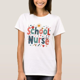 Camiseta Enfermeira escolar Whimsical - Design colorido