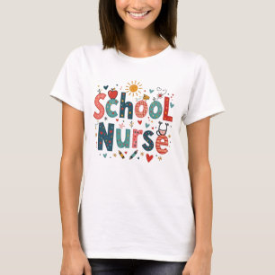 Camiseta Enfermeira escolar Whimsical - Design colorido