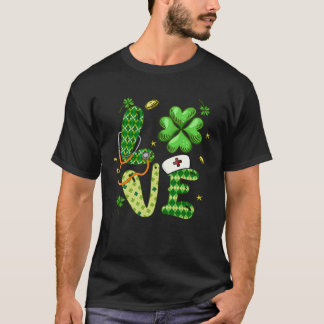 Camiseta Enfermeira Estetoscópio Dia de São Patrício Enfer