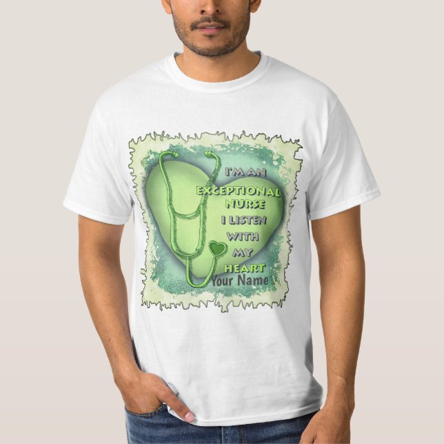 Camiseta enfermeira excepcional de coração verde (Frente)