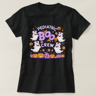 Camiseta Enfermeira Fantasma Criminosa com Gato de Boo Pedi