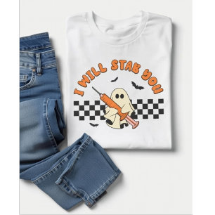 Camiseta Enfermeira Fantasma Engraçada Eu Vou Te Esfaquear