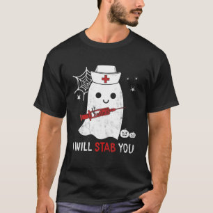Camiseta Enfermeira Fantasma Eu Vou Esfaqueá-Lo Enfermeiro 