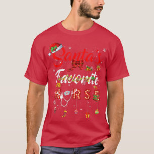 Camiseta Enfermeira favorita Santas Luzes Santa Hat
