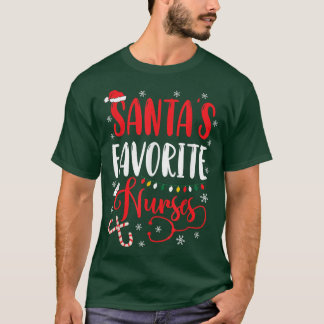 Camiseta Enfermeira favorita Xmas Luzes Santa Hat Chris