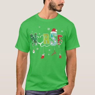 Camiseta Enfermeira Feliz de Natal Estetoscópio Natal X