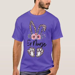 Camiseta Enfermeira Floral de Páscoa Enfermeira de Emergênc