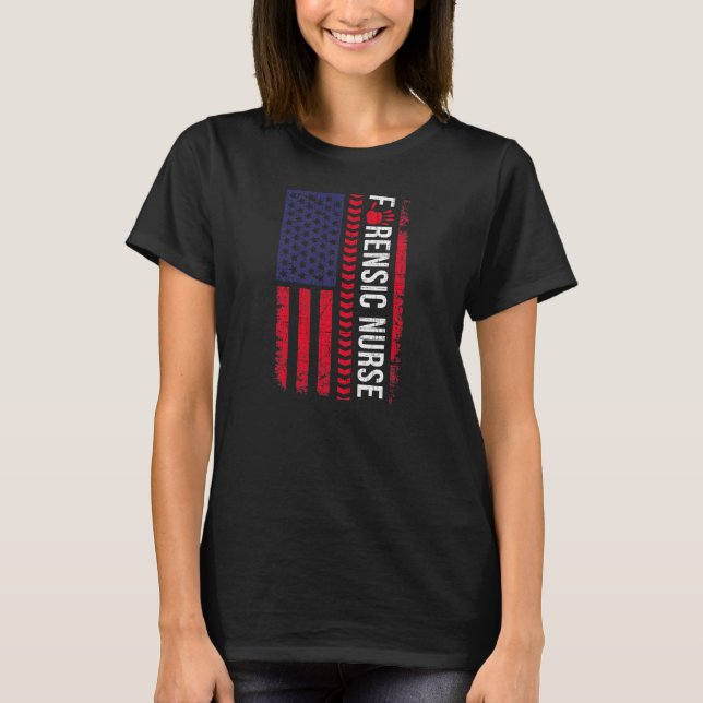 Camiseta Enfermeira Forense Flag Forensics Science (Frente)