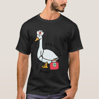 Camiseta Enfermeira Gansa Boba Registrada Estetoscópio Enfe