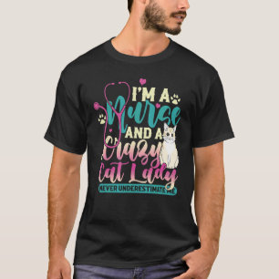 Camiseta Enfermeira Gata Louca Lpn Estudante De Enfermage
