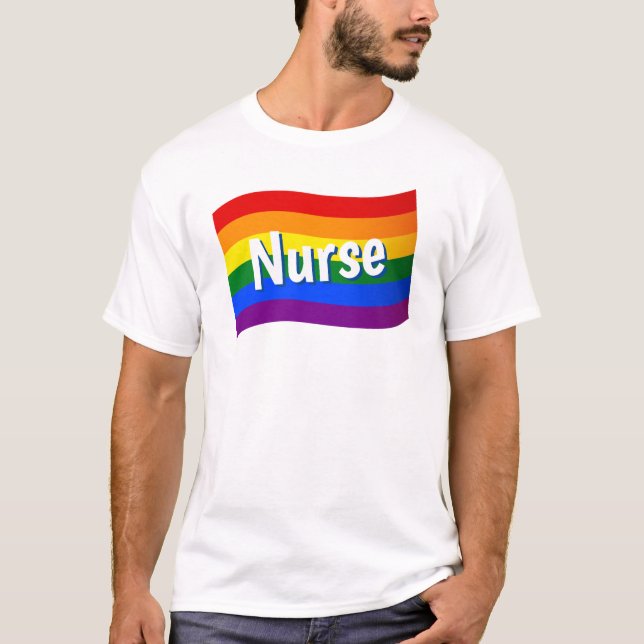 Camiseta Enfermeira gay do Arco-íris enfermeira lésbica LGB (Frente)