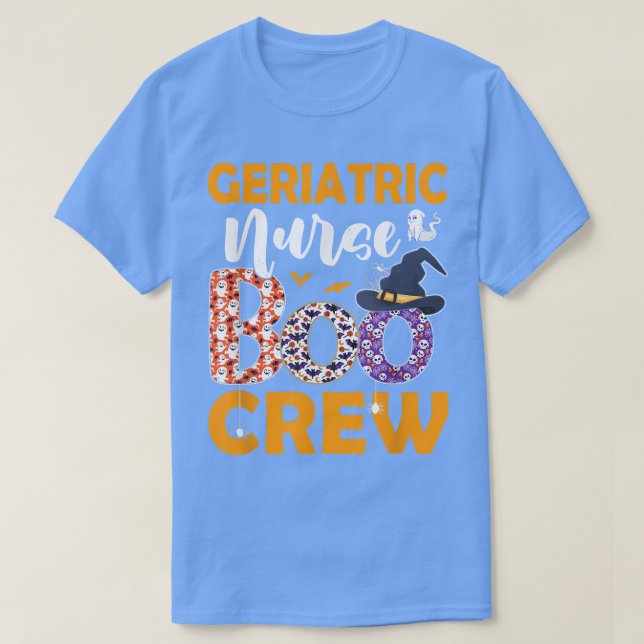 Camiseta Enfermeira Geriátrica Boo Crew Spooky Boo Ghost Ha (Frente do Design)