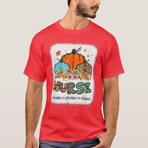 Camiseta Enfermeira Grateful Pumpkin Leopard Por Graças