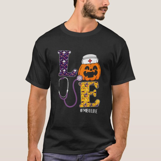 Camiseta Enfermeira Halloween Assustadora Pumpkin Costume A (Frente)
