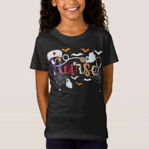 Camiseta Enfermeira Halloween Presente com Aranha Pumpkin