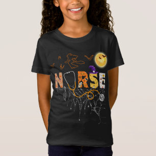 Camiseta Enfermeira Halloween Presente Com Pumpkin Boo Spid