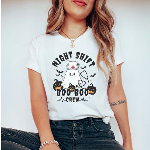 Camiseta Enfermeira Hallowen Tripulação de Turnos Noturnos