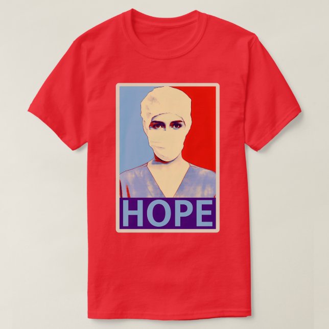 Camiseta Enfermeira HOPE Tributação no Estilo Shepard Faire (Frente do Design)