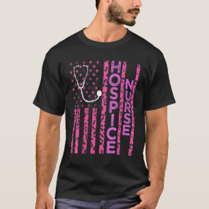 Camiseta Enfermeira Hospice Estampa de Leopardo Bandeira Ro