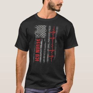 Camiseta Enfermeira Icu Critical Care Idea American Flag Di