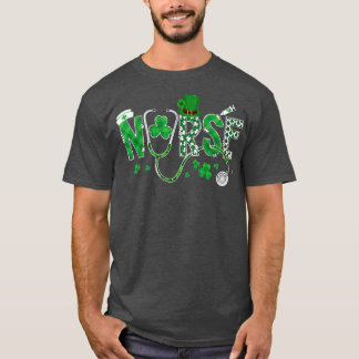 Camiseta Enfermeira irlandesa Shamrock Stethocsope W