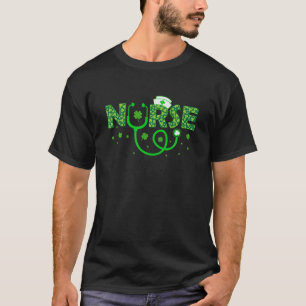 Camiseta Enfermeira irlandesa Shamrock Stethoscope Dia de S