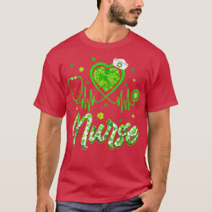 Camiseta Enfermeira irlandesa Stethoscope Heartbeat Dia de