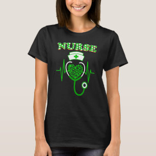 Camiseta Enfermeira irlandesa Stethoscope Scrub Dia de São