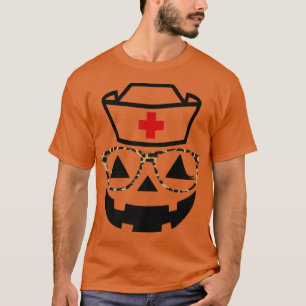 Camiseta Enfermeira Jack O Lanterna Halloween Pumpkin Face 