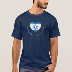 Camiseta Enfermeira Judaica Médica de Bandeira Nacional Co